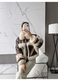 Luxurious Fox Fur & Leather Stitch Coat