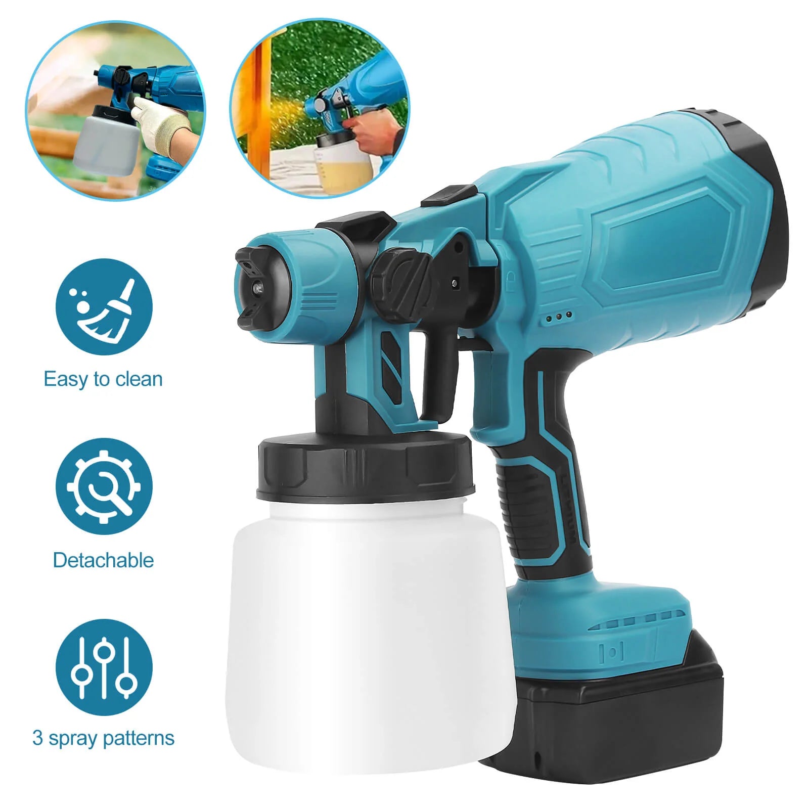 High-Pressure Cordless Paint Sprayer with 2 Batteries
