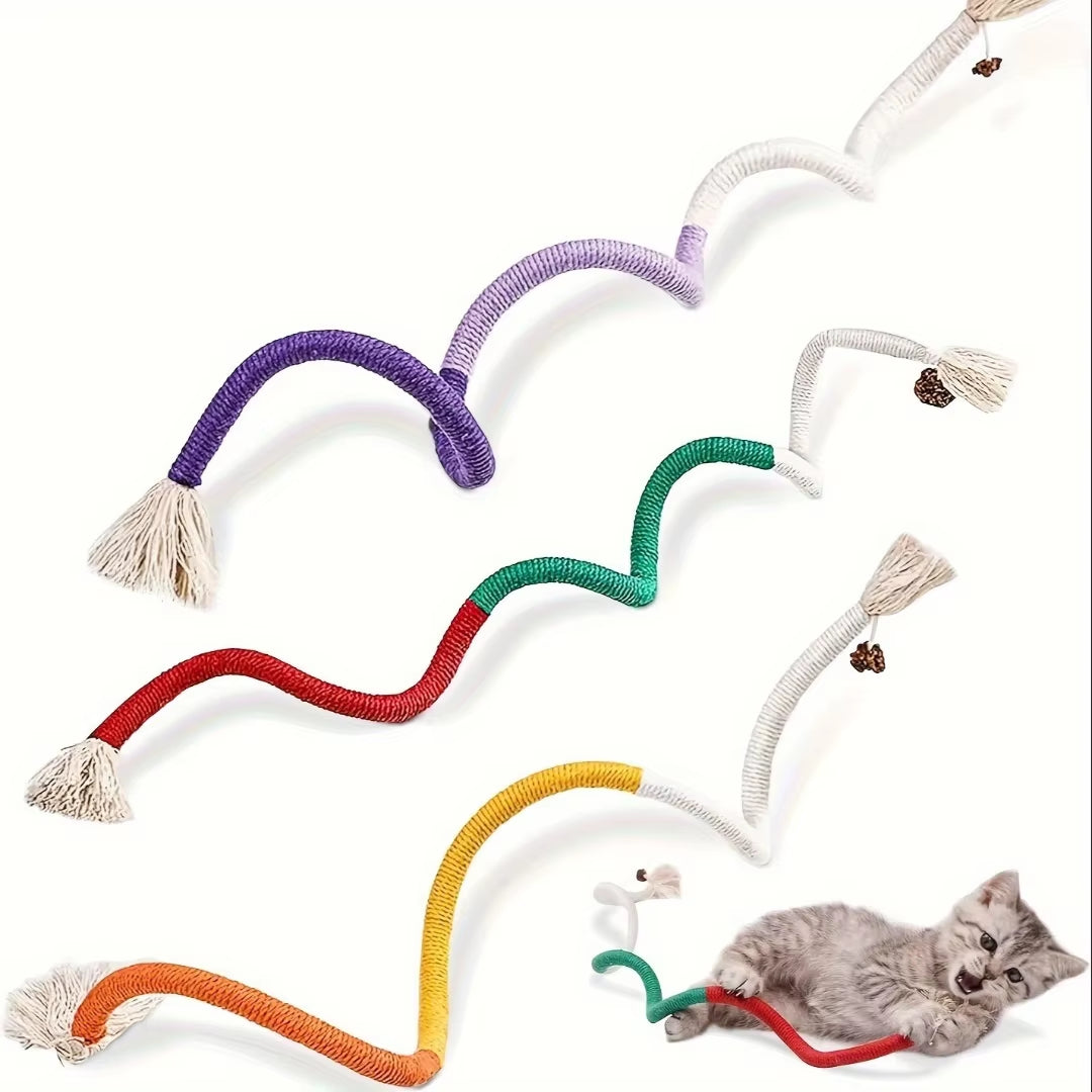 Cotton Cat Chew Toy - Interactive Catnip Rope for Teeth Cleaning and Nibbling Fun!