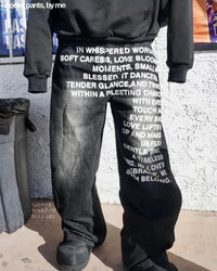 Trendy Y2K Vintage American Pattern Wide Leg Jeans - Casual Streetwear for Men & Women