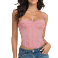 CZXMY Sexy Lace Bustier Corset Top – Trendy Sleeveless Clubwear for Effortless Date Night Elegance