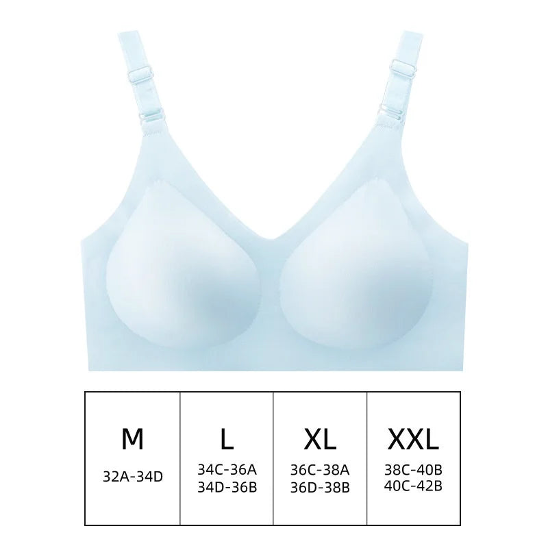 Seamless Wireless Bra for Women - Comfortable Jelly Color Breastfeeding Lingerie with Deep V Gather