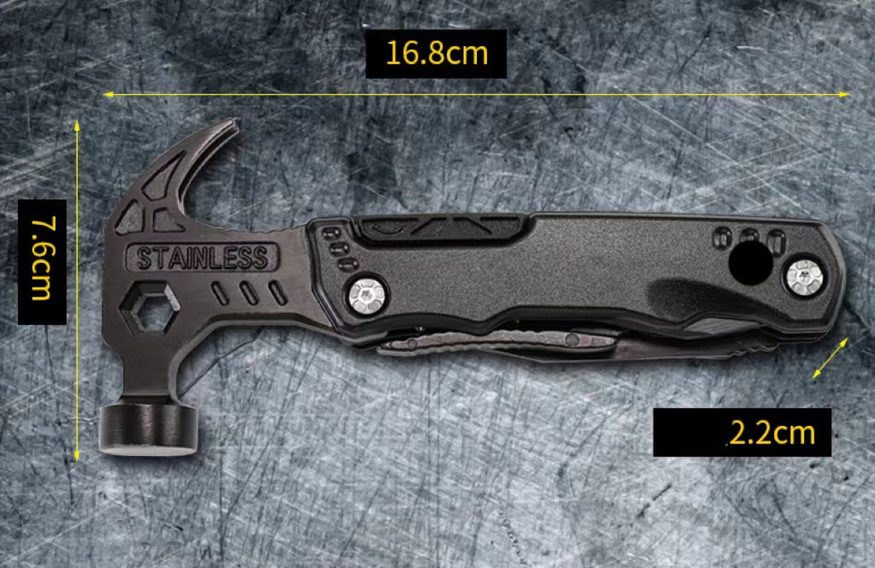 Versatile Outdoor Stainless Steel Folding Pliers with Hammer Tool