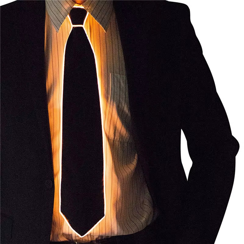 Men's LED Glowing Neon Tie - Perfect for Parties, Halloween, Christmas, and Club Events!