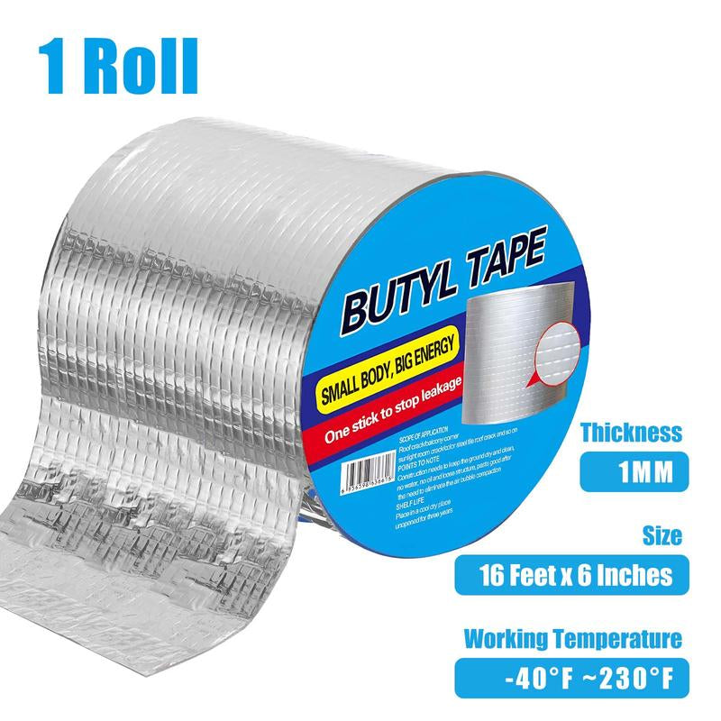 Premium Waterproof Butyl Tape - 16.4 Ft Self-Adhesive Leak Repair for Roofs and Metal Tiles