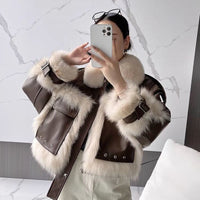 Luxurious Fox Fur & Leather Stitch Coat