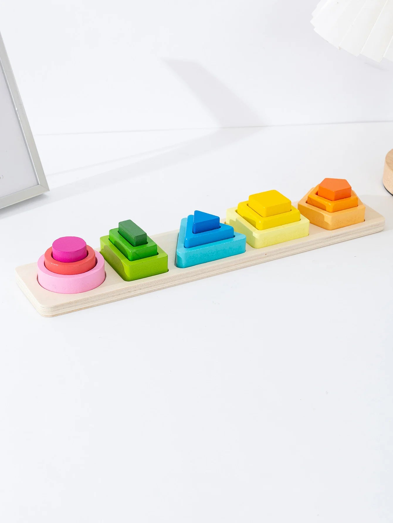 5-Pack Geometric Shape Sorting & Stacking Toys – Learn Colors & Shapes!