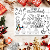 50 Pack Christmas Coloring Placemats for Kids – Fun Holiday Dinner Activity with 10 Unique Designs (11x17)