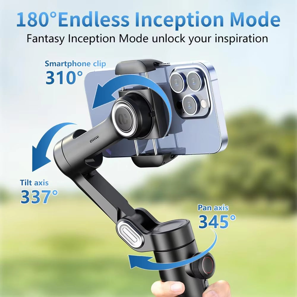 3-Axis Smartphone Gimbal Stabilizer with Fill Light - Perfect for Face Tracking, Vlogging, and All Your Smartphone Filming Needs!