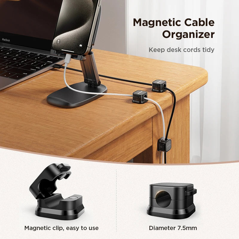 Adjustable Magnetic Cable Clips - Under Desk Wire Management Organizer