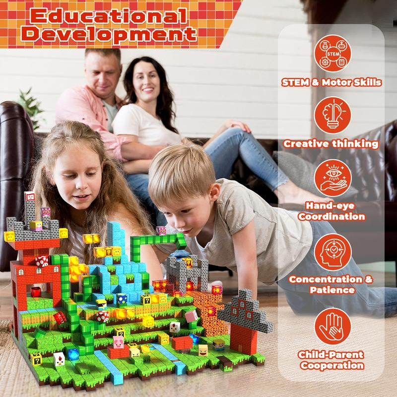 Illuminate Creativity: 200PCS Magnetic Building Blocks with Light - Perfect STEM Toy for Kids Ages 3-10, Ideal Birthday Gift for Boys and Girls!