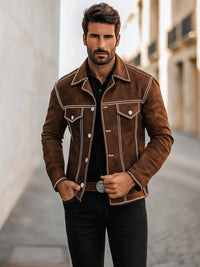 Men's Vintage Casual Suede Jacket - 24-Hour Shipping!