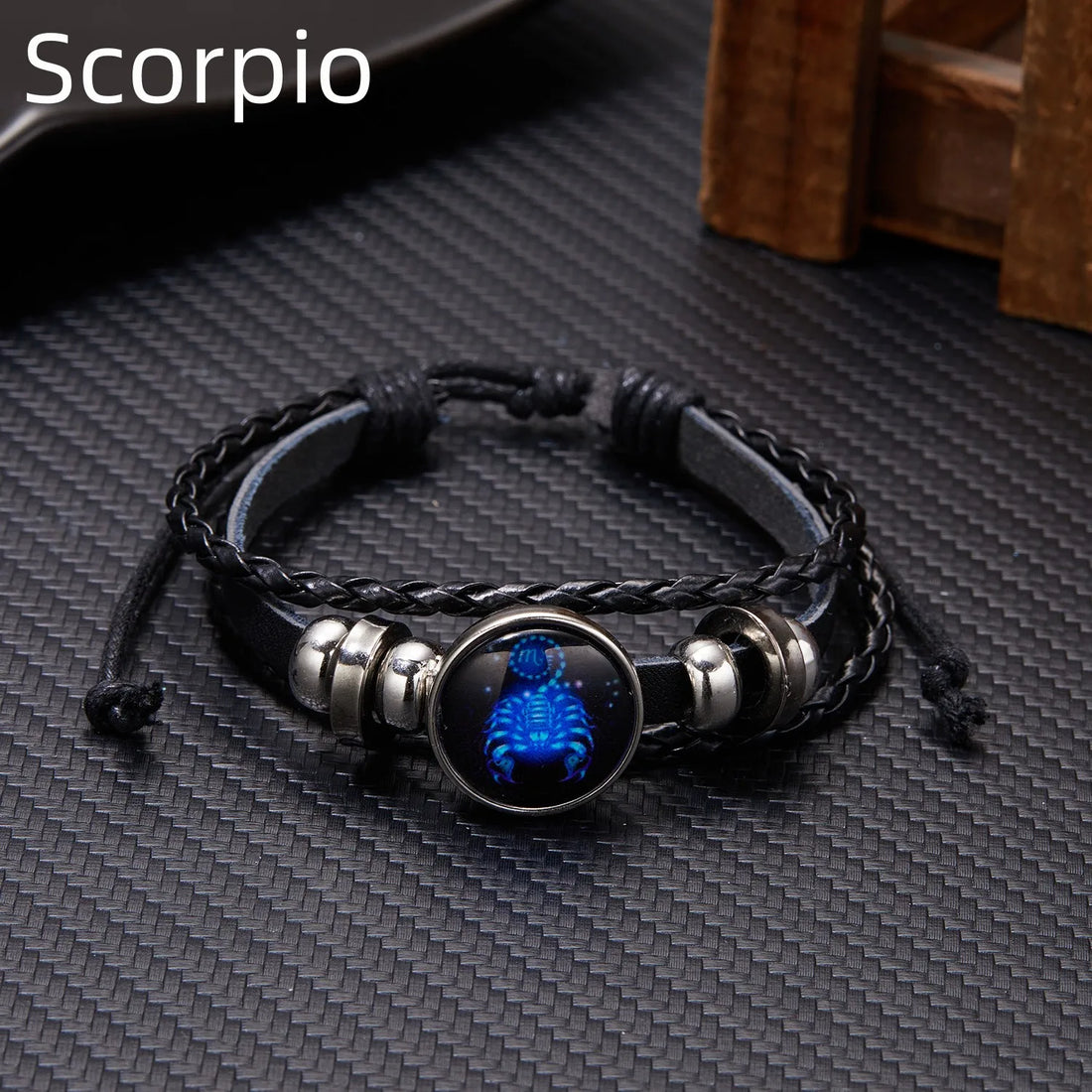 Luminous Zodiac Leather Bracelet – 12 Constellations | Adjustable Vintage Wrap for Men & Women