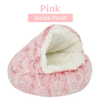 Cozy 2-in-1 Winter Plush Cat Bed & Sleep Bag – Round Cat House for Cats and Small Dogs