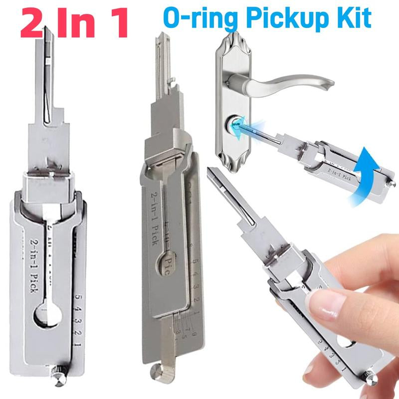 SS001 Professional Stainless Steel Key Decoder & Precision Lock Pick Tool Set - Versatile O-Ring Maintenance Kit with Gear Wrench for Automotive Repair