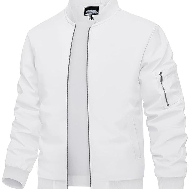Lightweight Men's Bomber Jacket - Stylish Casual Zip Coat with Pockets for Spring & Autumn