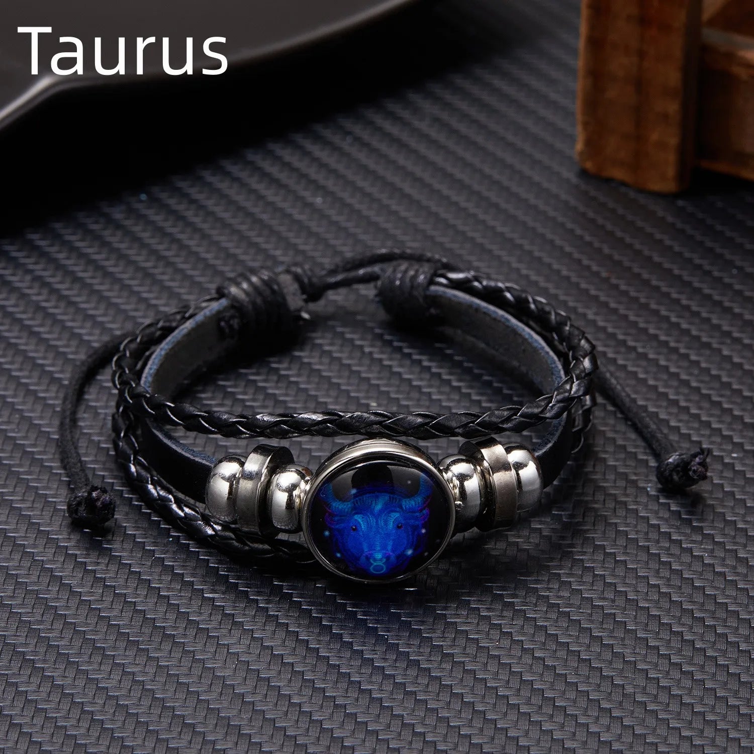 Luminous Zodiac Leather Bracelet – 12 Constellations | Adjustable Vintage Wrap for Men & Women