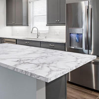 Glossy White Grey Marble Contact Paper - 15.7" x 118" Self-Adhesive Peel and Stick Wallpaper for Countertops, Cabinets, and Bathrooms