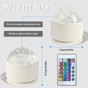 Dynamic Aurora & Water Ripple Projector Light - 2 Count USB LED Color Changing Ambience with Remote for Modern Home Decor