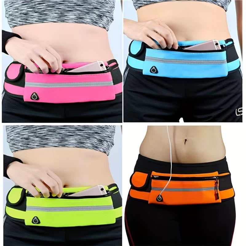 Comfortable Sport Running Waist Bag for Men & Women - Stylish Fanny Pack with Safety Tape for Gym, Cycling & Phone Storage