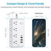 Ultimate Surge Protector Power Strip with 8 AC Outlets & 4 USB Chargers - 5Ft Braided Extension Cord for Home & Office Essentials