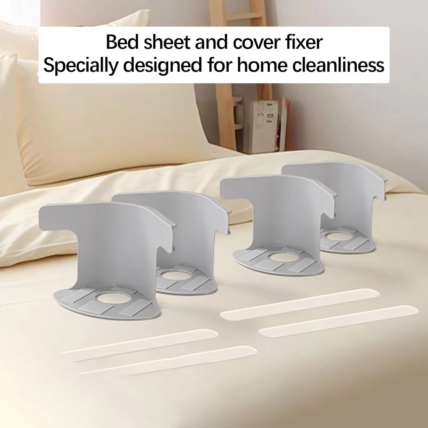 4-Pack Heavy Duty Bed Sheet Grippers - Non-Slip Mattress Straps for All Sizes - Secure Your Sheets Effortlessly