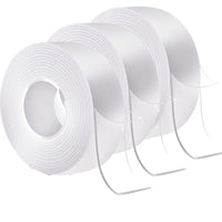 3 Rolls of Heavy Duty Double Sided Nano Adhesive Tape - 9.85FT See-Through Mounting Strips for Easy Home Decor & Gym Tasks