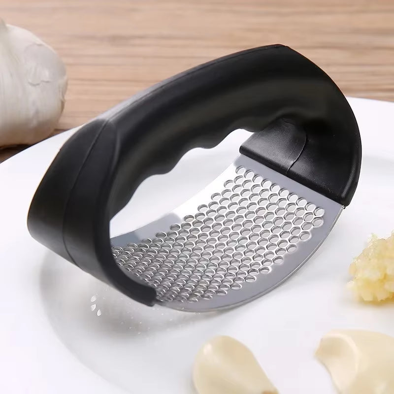 Stainless Steel Garlic Press & Chopper - Essential Kitchen Gadget for Easy Garlic Crushing and Vegetable Chopping