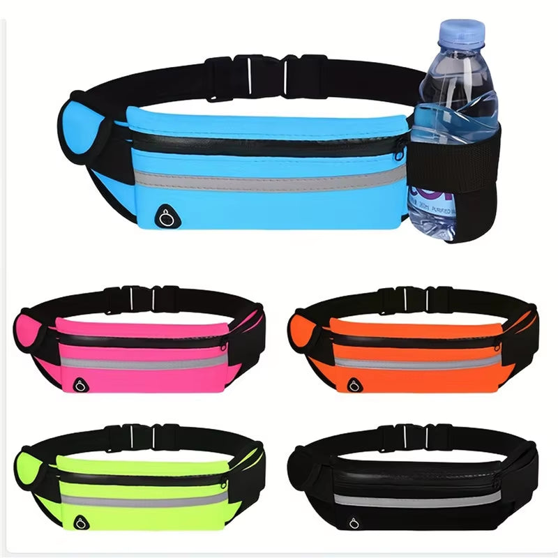 Comfortable Sport Running Waist Bag for Men & Women - Stylish Fanny Pack with Safety Tape for Gym, Cycling & Phone Storage