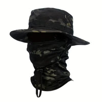 Versatile Camouflage Boonie Cap & Balaclava Hat Set - Foldable, Soft, and Ideal for Outdoor Hunting, Fishing, and Sun Protection
