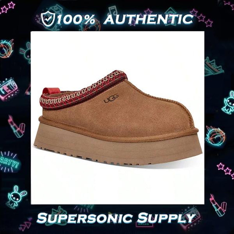 Stylish UGG Tazz Women's Plush Sheepskin Platform Slippers - Cozy Indoor/Outdoor Winter Boots with Suede & Embroidery