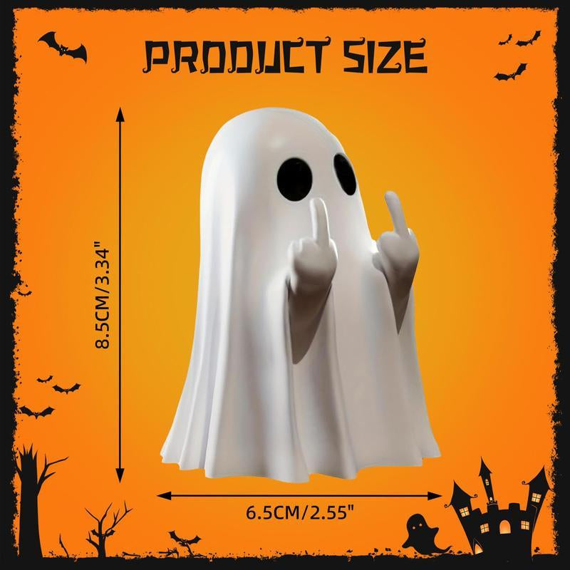 Spooky Middle Finger Ghost Figurine - Cute & Edgy Halloween Decor for Indoor & Outdoor Fun!