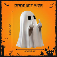 Spooky Middle Finger Ghost Figurine - Cute & Edgy Halloween Decor for Indoor & Outdoor Fun!