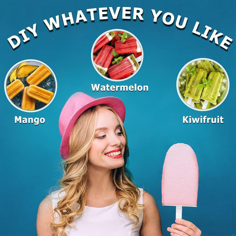 10-Cavity Silicone Popsicle Molds - Fun DIY Ice Pop Maker for Kids & Adults, BPA Free for Yummy Treats & Party Delights