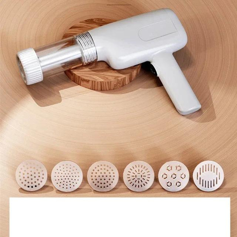Portable Wireless Pasta Maker with 6 Molds – USB Rechargeable, 1800mAh Battery, Perfect Kitchen Gadget for Fresh Noodles!