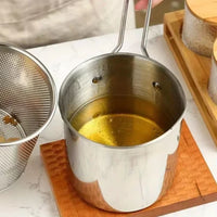 Versatile Stainless Steel Fryer - Perfect for Crispy French Fries and Juicy Chicken Wings, Compact Oil Pot with Built-in Filter Screen