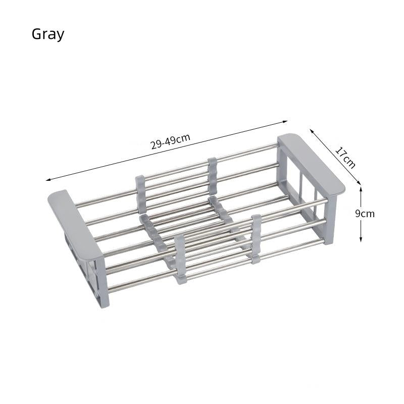 2-In-1 Stainless Steel Retractable Sink Dish Drying Rack - Versatile Kitchen Countertop Organizer for Dishes, Vegetables, and Fruits