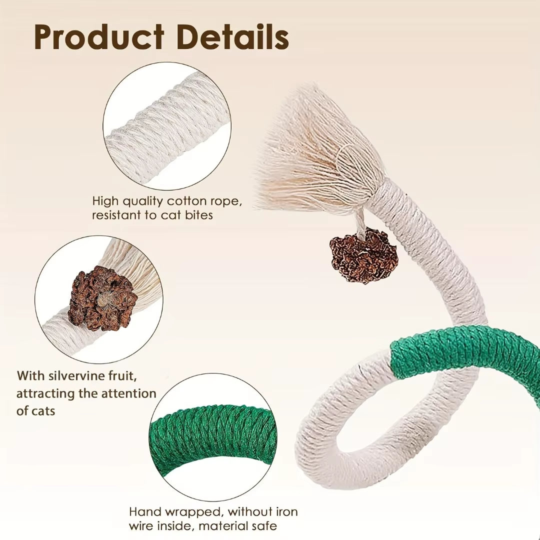 Cotton Cat Chew Toy - Interactive Catnip Rope for Teeth Cleaning and Nibbling Fun!