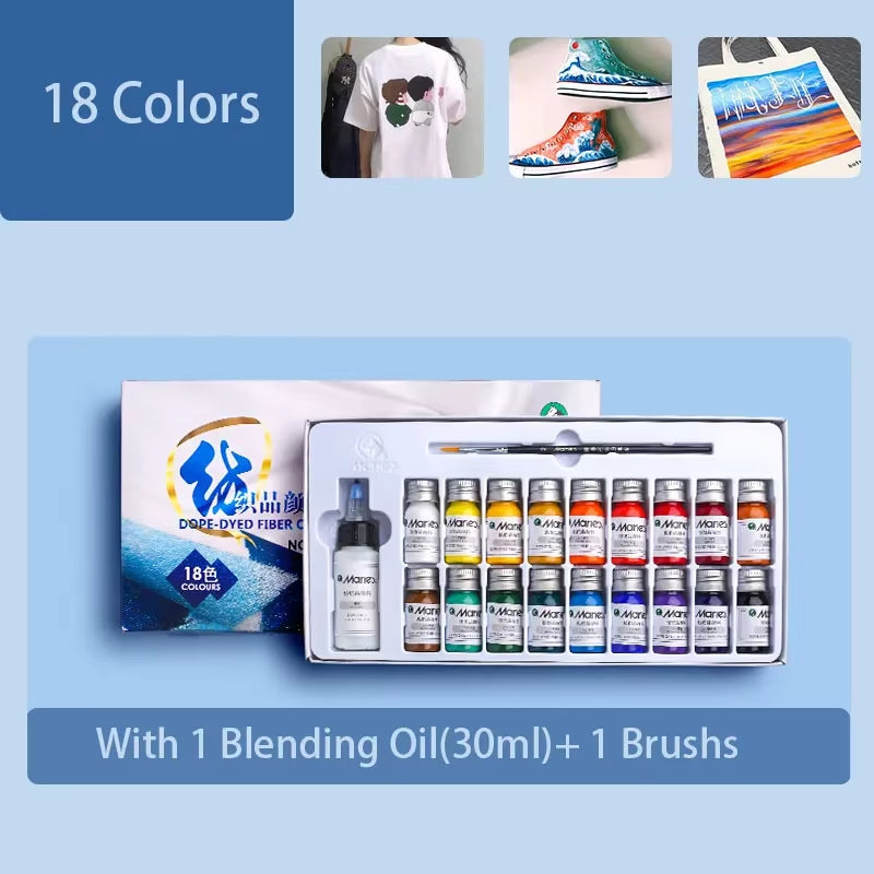 Vibrant 36-Color Permanent Fabric Paint Set by Marie - 10ml Tubes for Clothing & Canvas, Waterproof and Dope-Dyed Acrylics