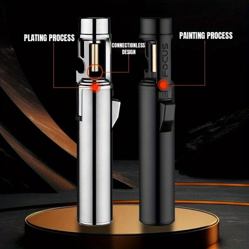 Ultimate 2-in-1 Windproof Torch Lighter & Bottle Opener - Refillable Adjustable Flame for Outdoor Adventures!