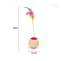 Interactive Sisal Scratching Ball - Funny Feather Toy for Kittens and Cats - Perfect Training Accessory!