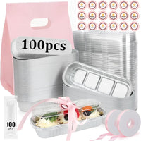 100 Mini Loaf Pans with Lids & Spoons - Disposable 6.8oz Baking Tins for Individual Cakes & Breads - Perfect for Parties & Gifts!