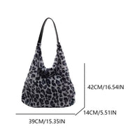 Chic Leopard Print Plush Hobo Bag - Stylish & Spacious Shoulder Purse for Commuting