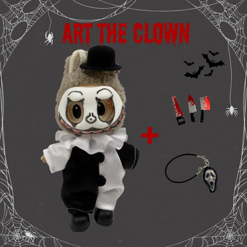 Spooky Season Art the Clown Terrifier Matching Costume for Labubu Doll - Perfect Halloween Custom Outfit!