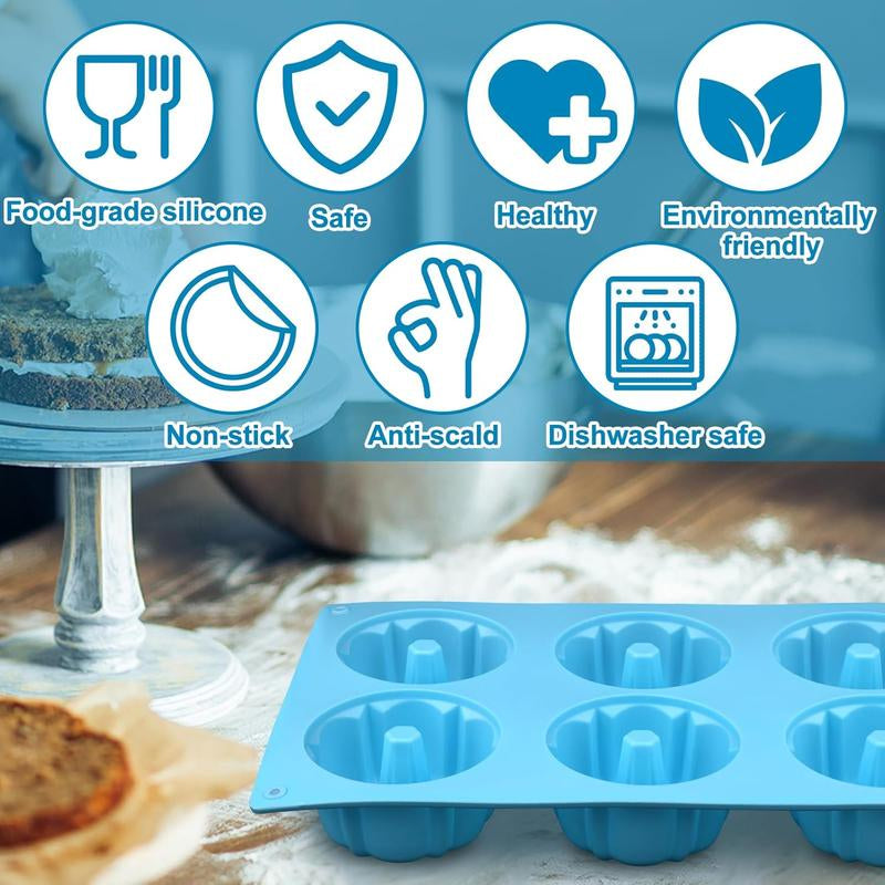 Versatile Mini Fluted Tube Pan Set - 6-Cavity Baking Molds for Perfect Chocoflan and Desserts (3 Pieces)