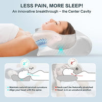 Ergonomic 2-in-1 Memory Foam Contour Pillow for Neck Pain Relief - Orthopedic Support Pillow