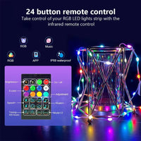 Enchanting RGB LED Strip Lights - WS2812B Bluetooth Smart Fairy Lights for Parties, Christmas, and Home Decor - Waterproof String Garland for a Magical Atmosphere