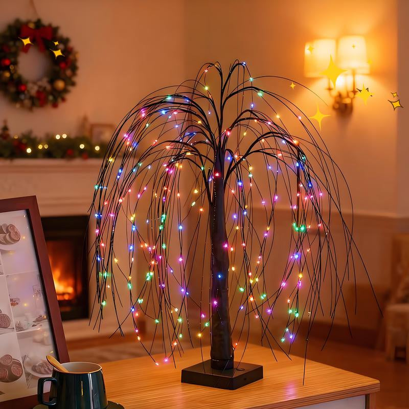 Enchanting Halloween & Christmas LED Willow Tree Lights – Colorful USB/Battery Decorative Accents for Festive Celebrations!