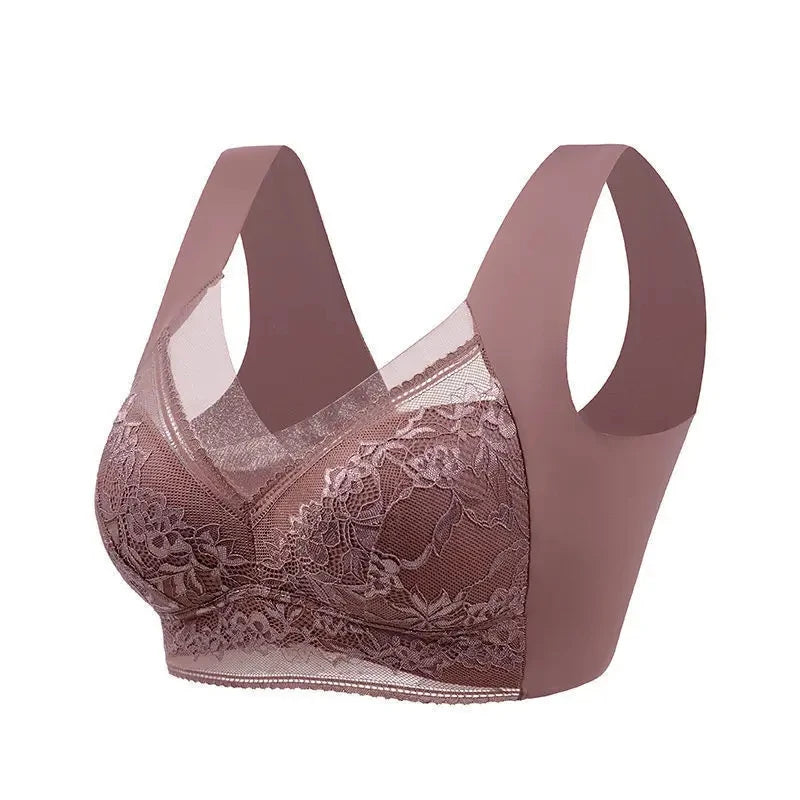 Ultimate Comfort: L-6L Large Push-Up Wireless Lace Bralette - Summer-Ready Ice Silk Plus Size Lingerie