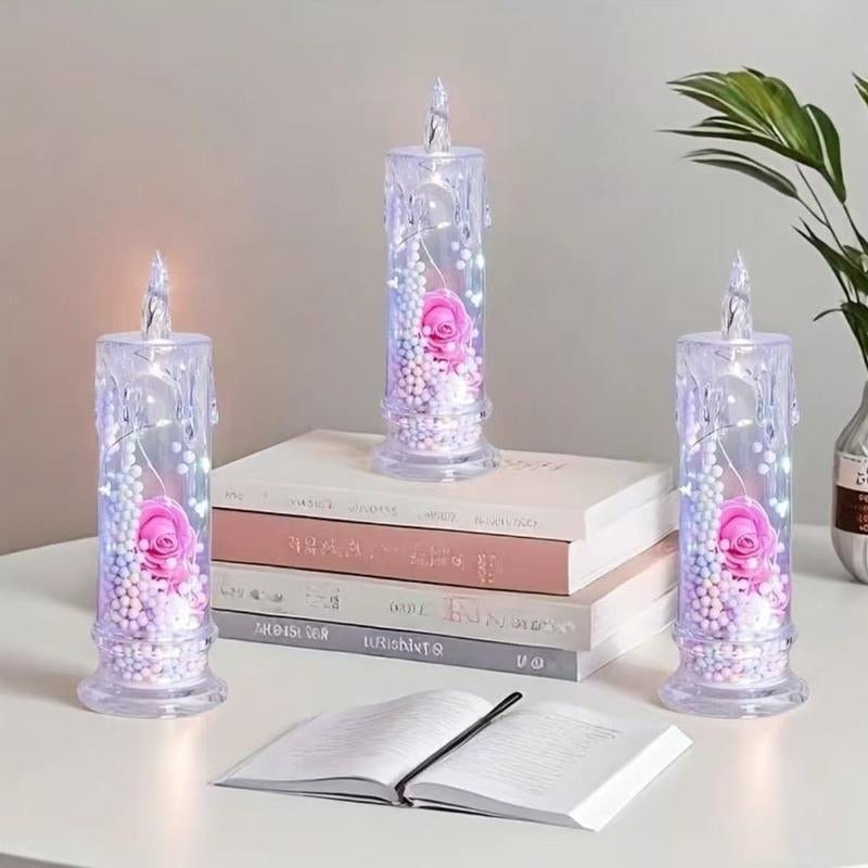 4-Pack Pink Flameless LED Candles – Perfect Romantic Decor for Valentine's Day, Weddings, Proposals, Birthdays, Dinners, and More!